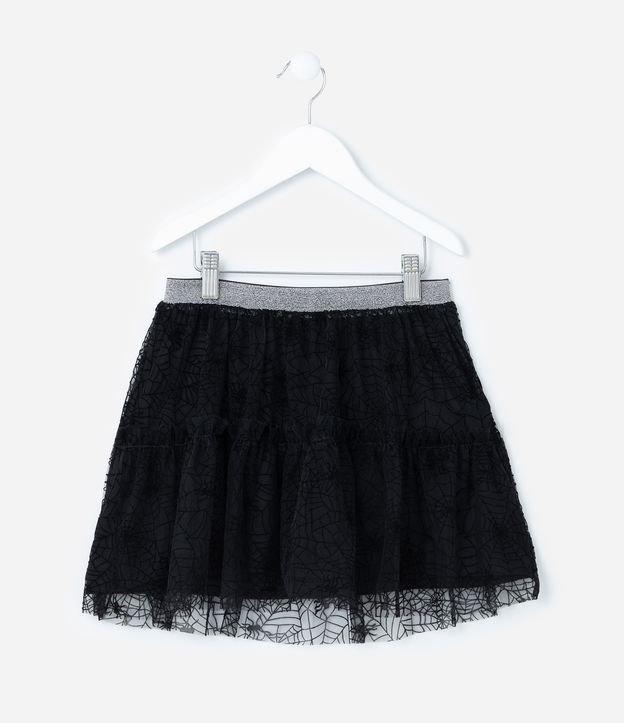 Saia Infantil Curta em Tule com Teia de Aranha - Tam 5 a 14 Anos - 1