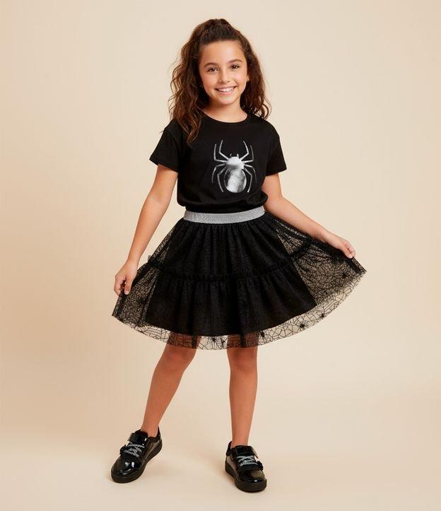 Saia Infantil Curta em Tule com Teia de Aranha - Tam 5 a 14 Anos - 2