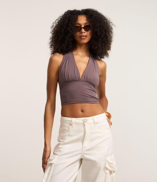 Blusa em Microfibra Frente Única com Amarração e Malha Gelada - 1