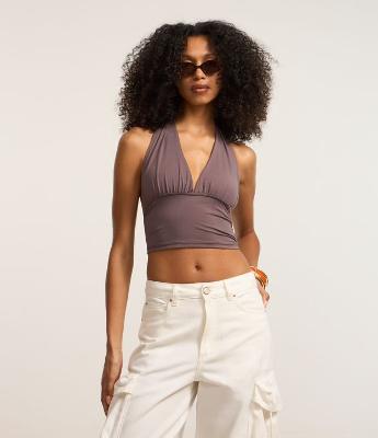 Blusa em Microfibra Frente Única com Amarração e Malha Gelada