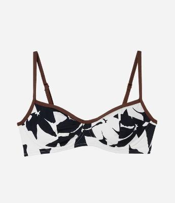 Biquíni Top Meia Taça com Estampa Floral Bicolor