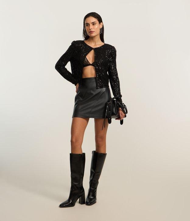 Saia Curta em PU com Zíper Lateral - 1