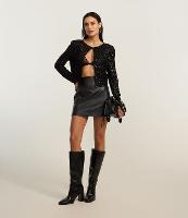 Saia Curta em PU com Zíper Lateral - 1