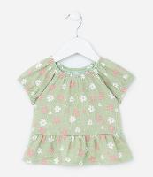Blusa Infatil Ciganinha com Estampa Floral - Tam 0 a 18 Meses - 1
