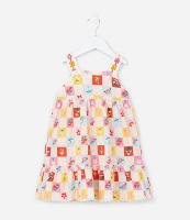 Vestido Infantil sem Manga Estampa de Flores e Textura - Tam 1 a 5/6 Anos - 1