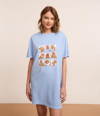 Camisola em Algodão Estampa de Capivaras