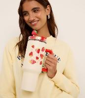 Copo de Metal com Canudo Reutilizável com Estampa Morango 1,2l - 2