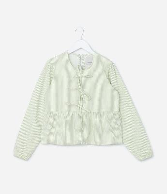 Blusa Infantil com Lacinhos e Listras - Tam 5 a 14 Anos