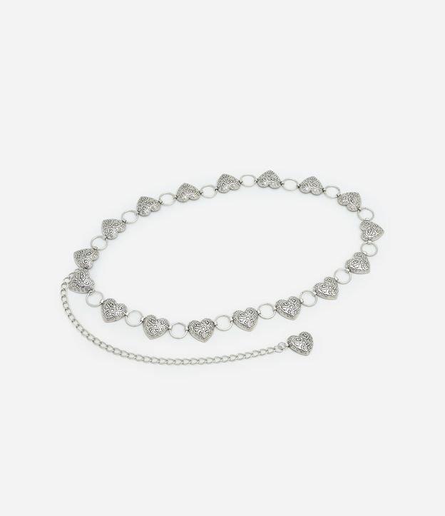 Cinto Médio em Corrente de Metal com Corações  Trabalhados - 1