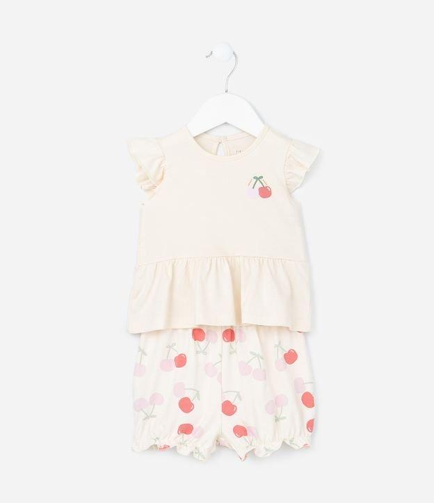 Conjunto Infantil com Estampa de Cereja - Tam 0 A 18 Meses - 1