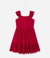 Vestido Infantil com Broderie e Franzidinho - Tam 5 a 14 anos - 1