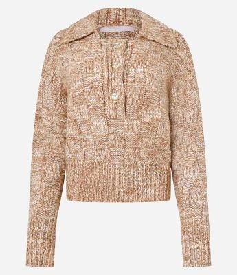 Suéter em Tricô com Gola e Botões