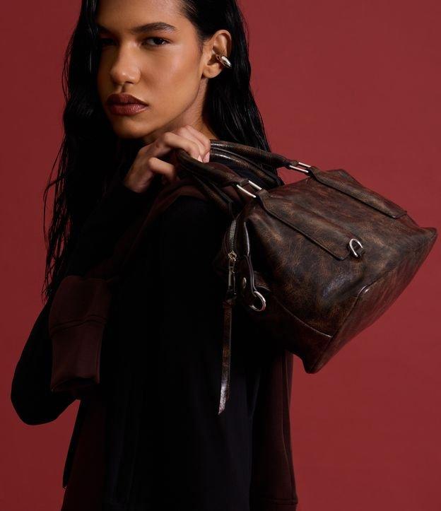 Bolsa Mini Satchel Estonada com Alça Curta e Longa - 2