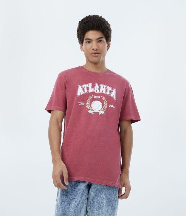 Camiseta em Meia Malha Manga Curta com Lettering Atlanta - 1