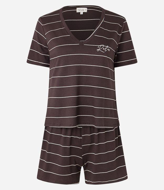 Pijama Short Doll em Viscose com Listras em Fio Metalizado - 1