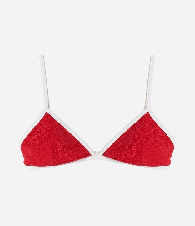 Biquíni Top Triângulo Fixo Texturizado e com Viés Contrastante - 1