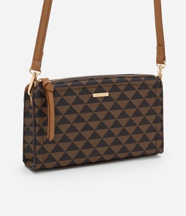 Bolsa Transversal Pequena com Estampa Triangular  e Zíper com Puxador - 1