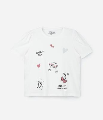 Blusa em Algodão com Manga Bufante e Estampa Romântica Curve & Plus Size