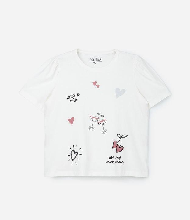 Blusa em Algodão com Manga Bufante e Estampa Romântica Curve & Plus Size - 1