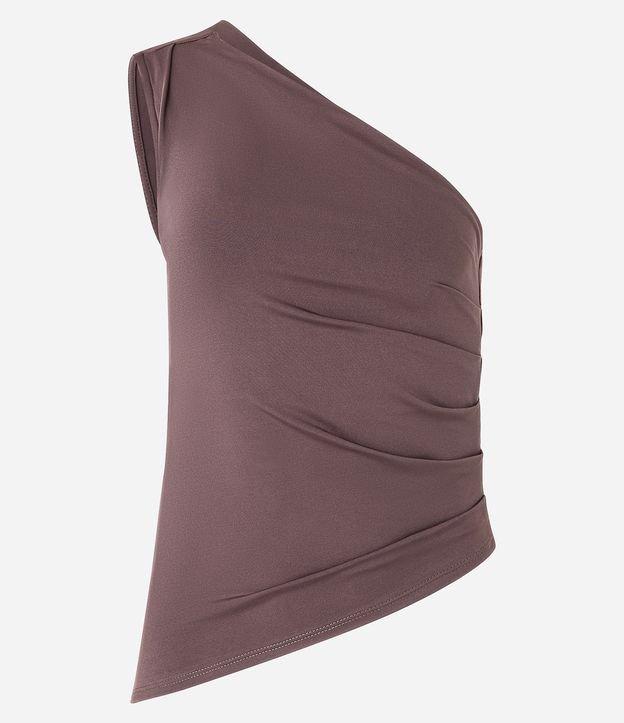 Blusa Ombro Só em Jersey com Barra Assimétrica e Franzidos - 1