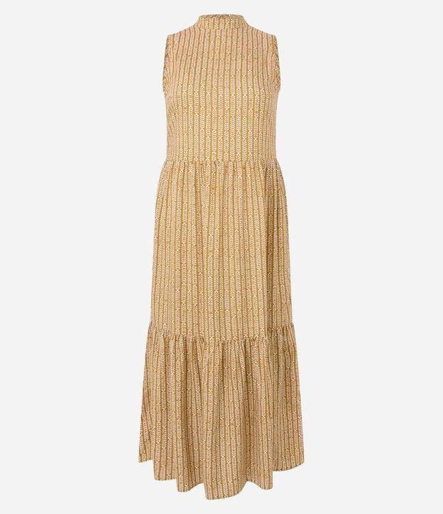 Vestido Evasê Longo em Viscose com Estampa Ramos de Flor - 1