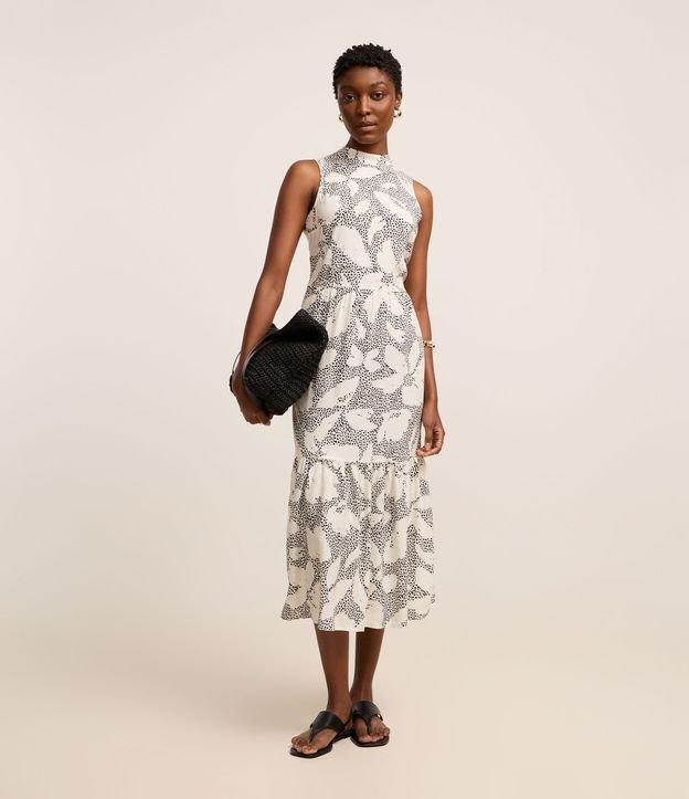Vestido Evasê Longo em Viscose com Estampa Onça Floral - 2