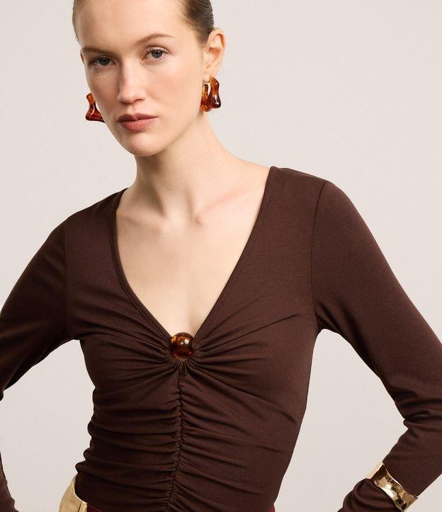 Blusa Canelada em Ribana com Miçanga no Decote V - 2