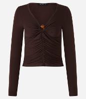 Blusa Canelada em Ribana com Miçanga no Decote V - 1