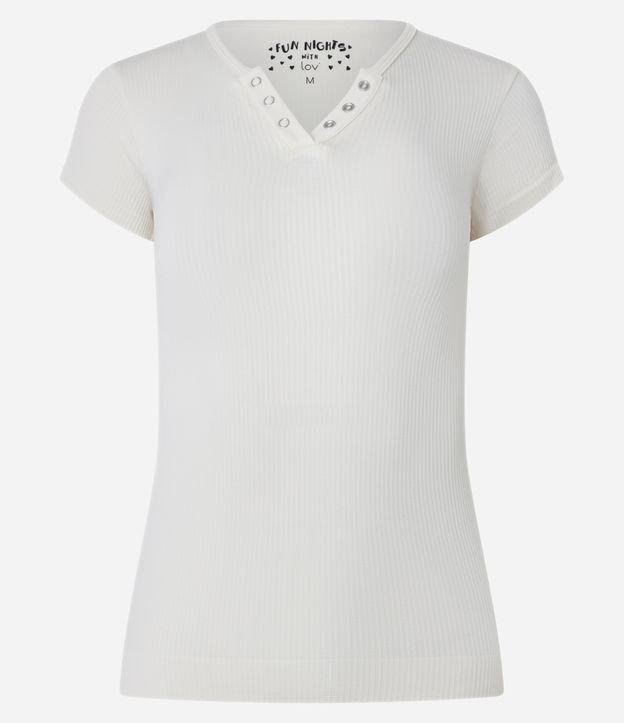 Blusa de Pijama em Ribana com Botões no Decote - 1