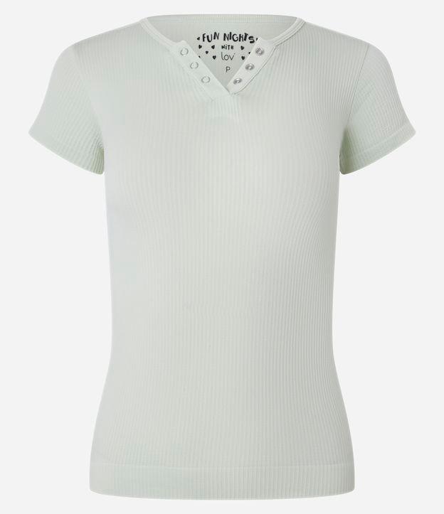 Blusa de Pijama em Ribana com Botões no Decote - 1