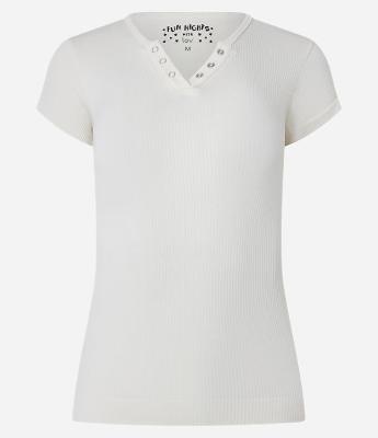 Blusa de Pijama em Ribana com Botões no Decote