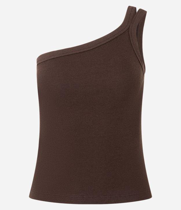 Blusa em Ribana com Um Ombro Só e Alça Dupla - 1