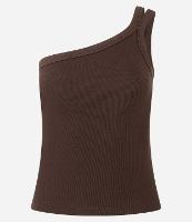 Blusa em Ribana com Um Ombro Só e Alça Dupla - 1