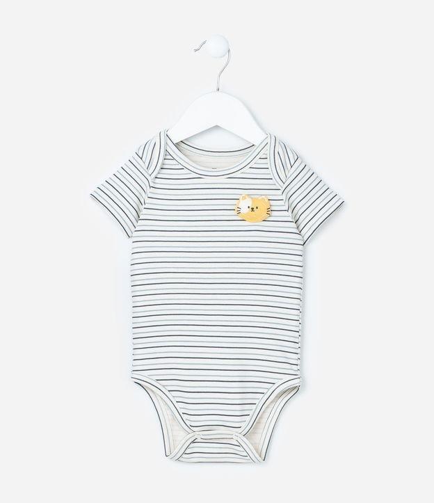 Body Infantil com Bordado Interativo de Gatinho - Tam 0 a 18 meses - 1