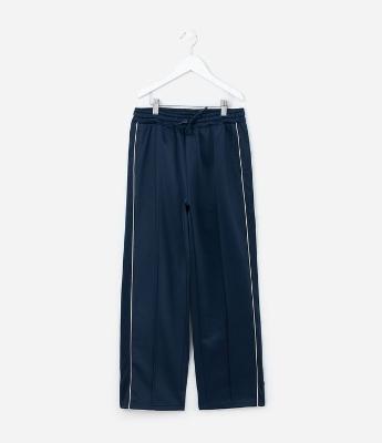 Calça Infantil Reta em Microfibra com Piping - Tam 5 A 14 Anos