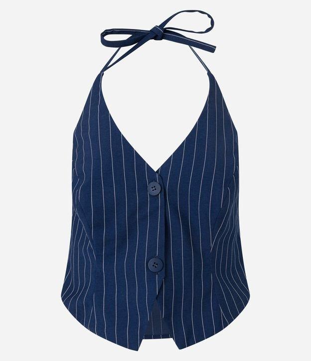 Blusa Colete Frente Única Alfaiatado em Viscose com Risca de Giz - 1