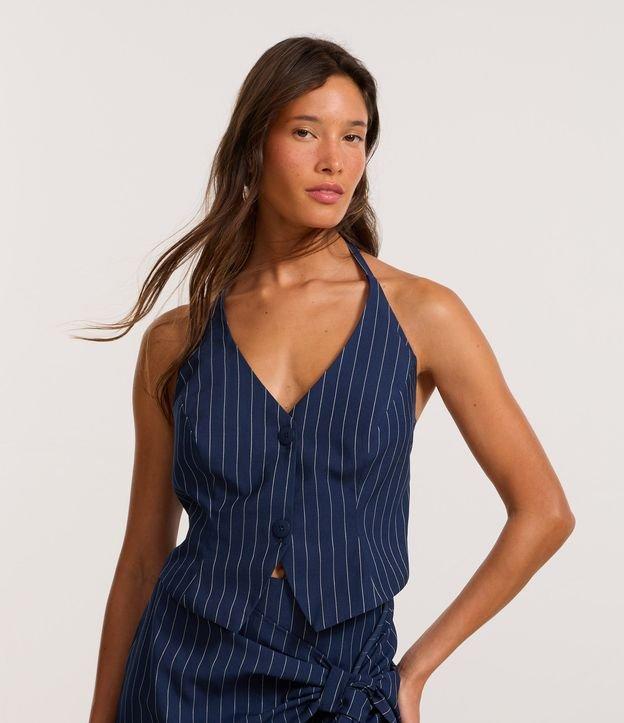 Blusa Colete Frente Única Alfaiatado em Viscose com Risca de Giz - 2