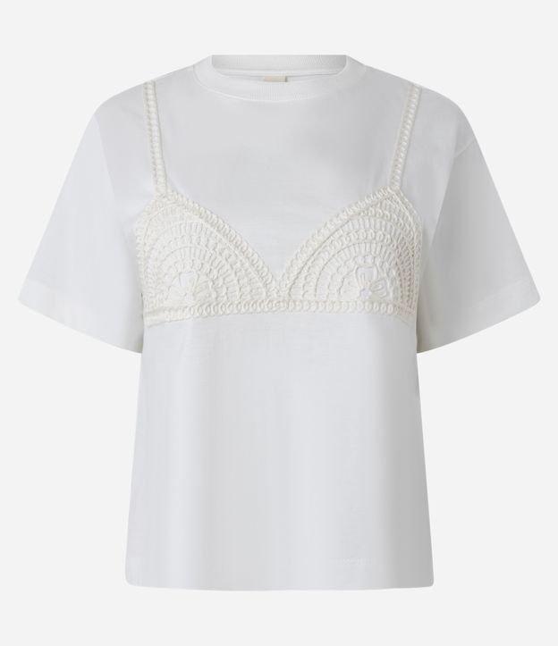 Blusa Slim em Algodão com Bordado Sutiã de Efeito Crochê - 1