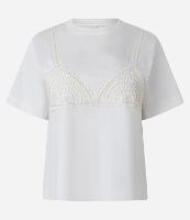 Blusa Slim em Algodão com Bordado Sutiã de Efeito Crochê - 1