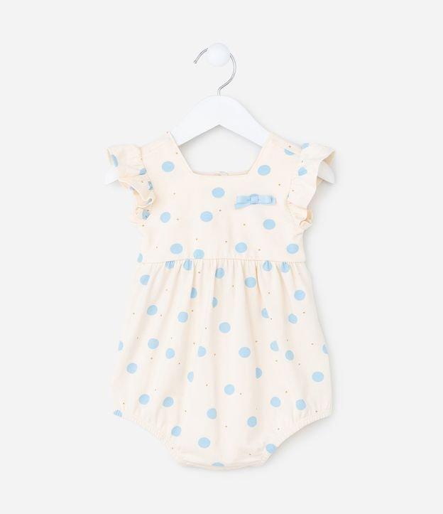 Macaquinho Infantil com Babadinho e Estampa Poá - Tam 0 a 18 meses - 1