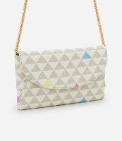 Bolsa Carteira Transversal Grande com Tampa e Alça de Correntes - 1