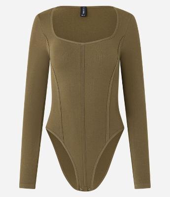 Body em Poliamida Seamless e Decote Quadrado