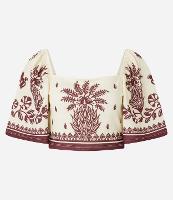 Blusa Cropped Texturizada com Estampa Tropical - 1