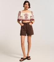 Blusa Cropped Texturizada com Estampa Tropical - 2