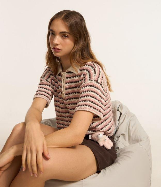 Camiseta Boxy com Gola Polo em Tricô Texturizado - 1
