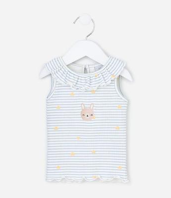 Regata Infantil com Babado e Listras - Tam 0 a 18 meses