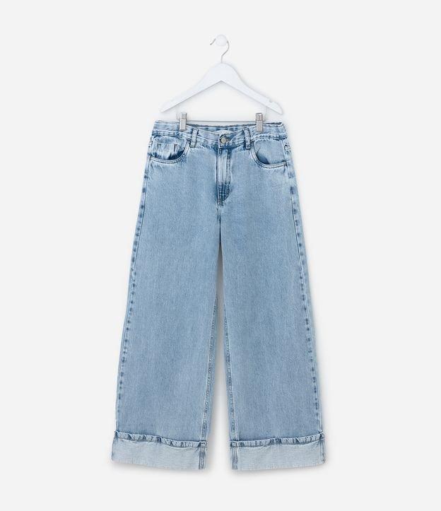 Calça Wide Leg Infantil Marmorizada com Barra Dobrada - Tam 5 a 14 Anos - 1