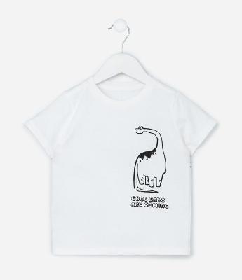 Camiseta Infantil com Estampa Frente e Costas Dinos - Tam 1 a 6 Anos