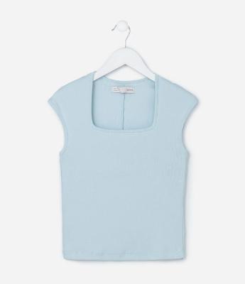 Blusa Infantil em Ribana com Decote Quadrado - Tam 5 a 14 Anos