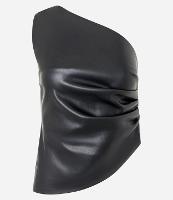 Blusa Ombro Só em PU com Franzidos Laterais - 1